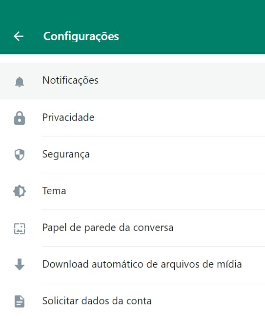 Imagem das Configurações do WhatsApp Web