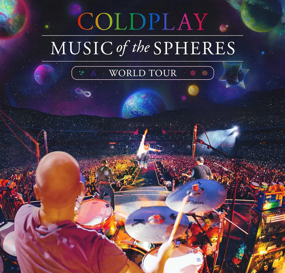 Banner de divulgação da turnê mundial da banda Coldplay